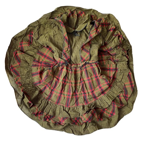 VTG 70s 80s Chic Tots Girls 5/6? Dress Pinafore Plaid Stripe Circle - Picture 6 of 10